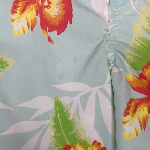 Men’s Vince. Blue w/ Sunburst Tropical Floral Print Swim Trunks-34 - Picture 3 of 6